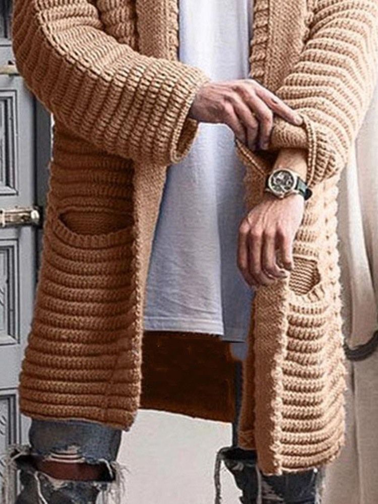 Vanlig Mellanlångt Lapel Casual Vintertröja
