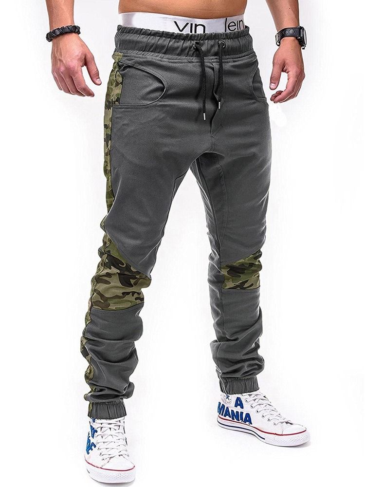 Camouflage Lace-Up Herr Casual Pencil Byxor