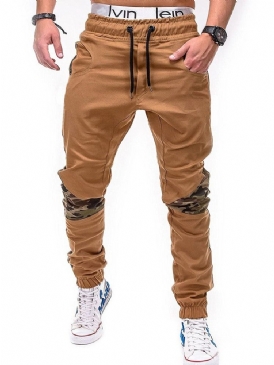 Camouflage Patchwork Raka Casual Byxor För Män