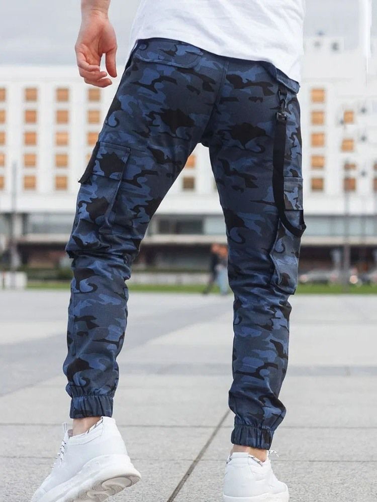 Cargo Pants Pencil Pants Kamouflage Pocket Mid Waist Casual Casual Byxor