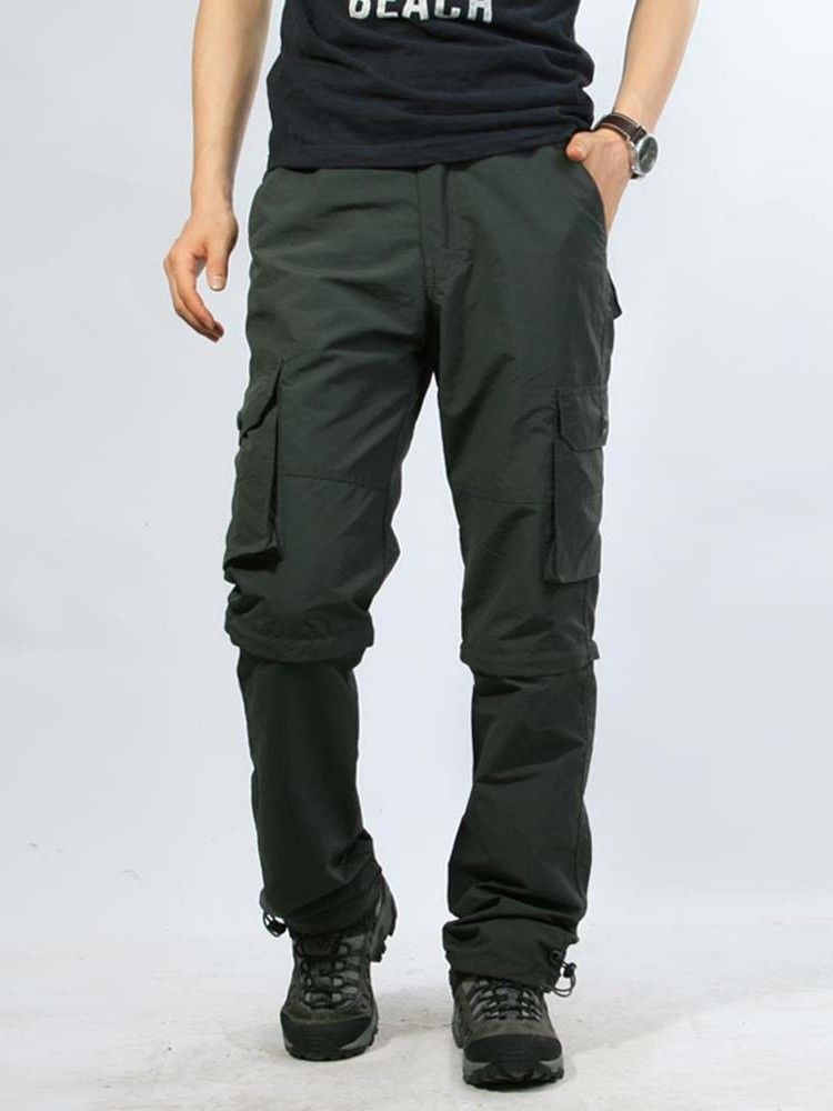 Cargo Pants Tunn Ficka Vanlig Dragkedja Herr Casual Byxor