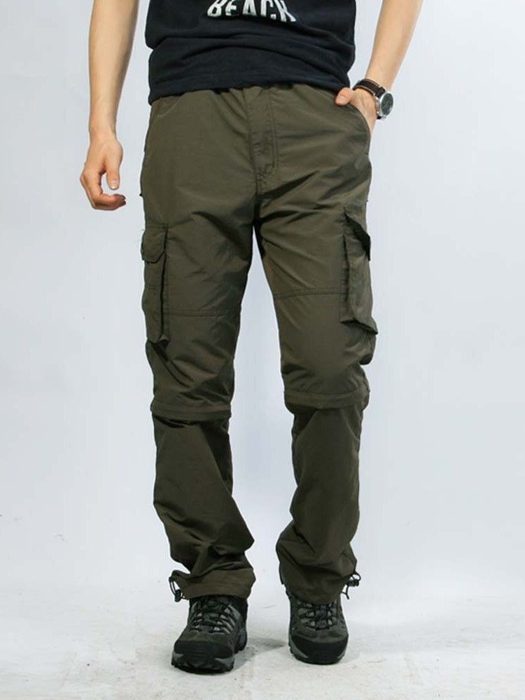 Cargo Pants Tunn Ficka Vanlig Dragkedja Herr Casual Byxor