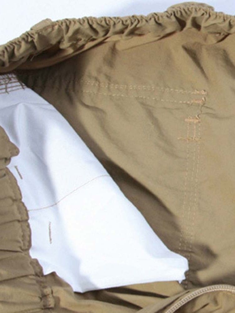 Cargo Pants Tunn Ficka Vanlig Dragkedja Herr Casual Byxor