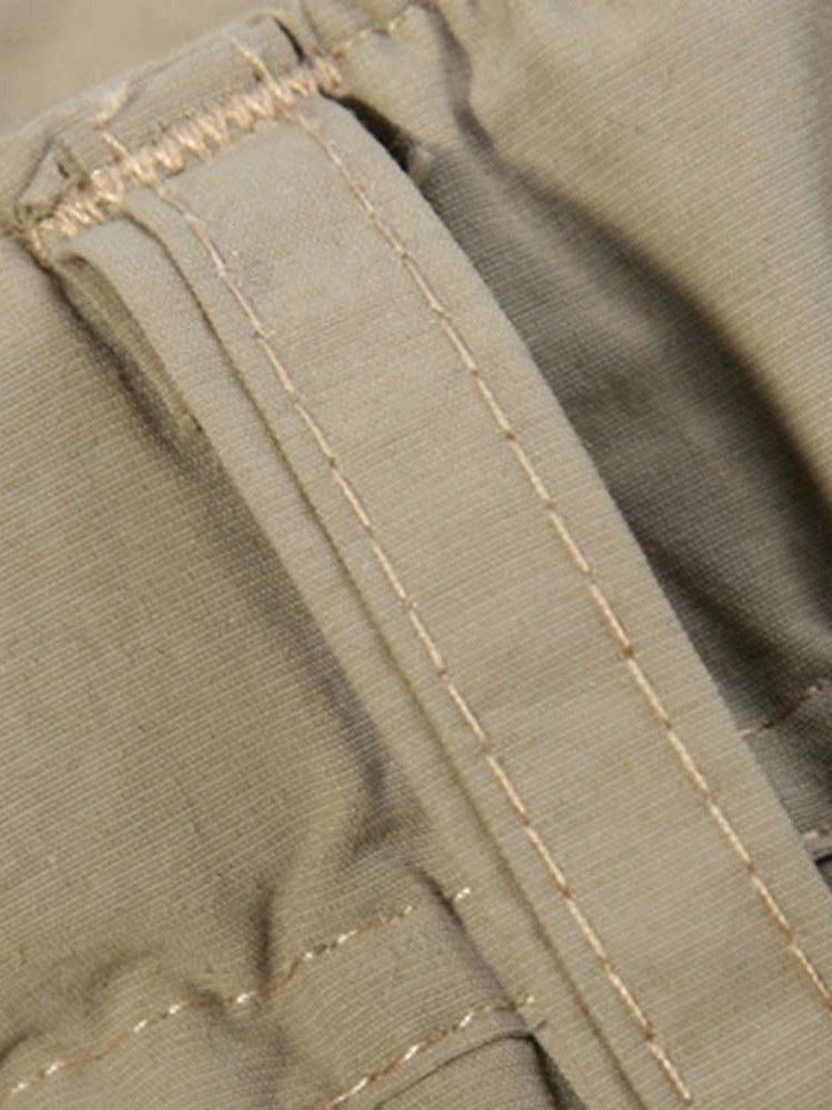 Cargo Pants Tunn Ficka Vanlig Dragkedja Herr Casual Byxor