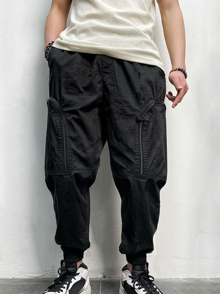 Casual Pocket Plain Fashion Four Seasons Byxor
