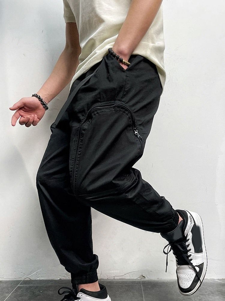 Casual Pocket Plain Fashion Four Seasons Byxor