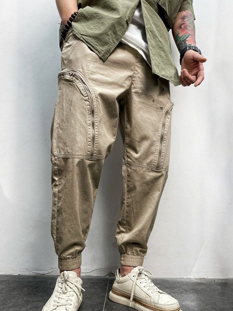Casual Pocket Plain Fashion Four Seasons Byxor