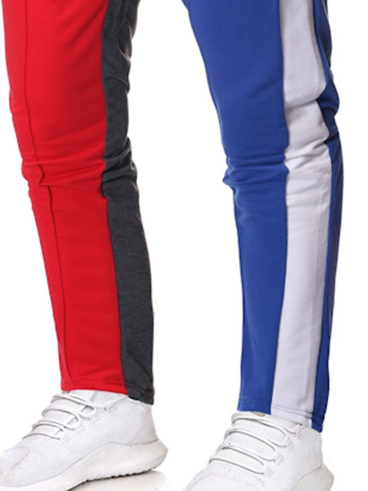 Color Block Pocket Tunna Sommar Mäns Casual Byxor