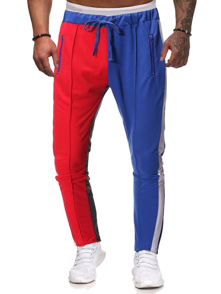 Color Block Pocket Tunna Sommar Mäns Casual Byxor
