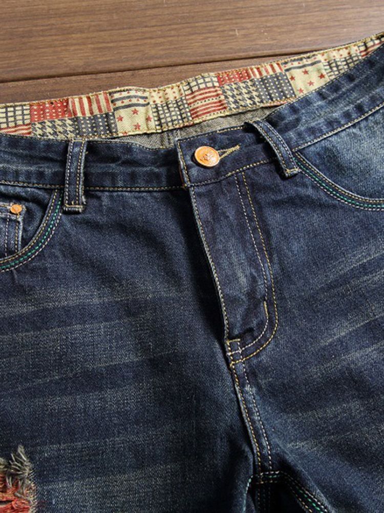 Denimhål Unik Paint Casual Herrbyxor