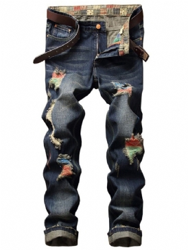 Denimhål Unik Paint Casual Herrbyxor