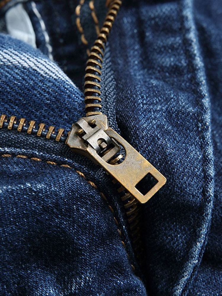 Dragkedja Slitna Denim Casual Slim Herrbyxor