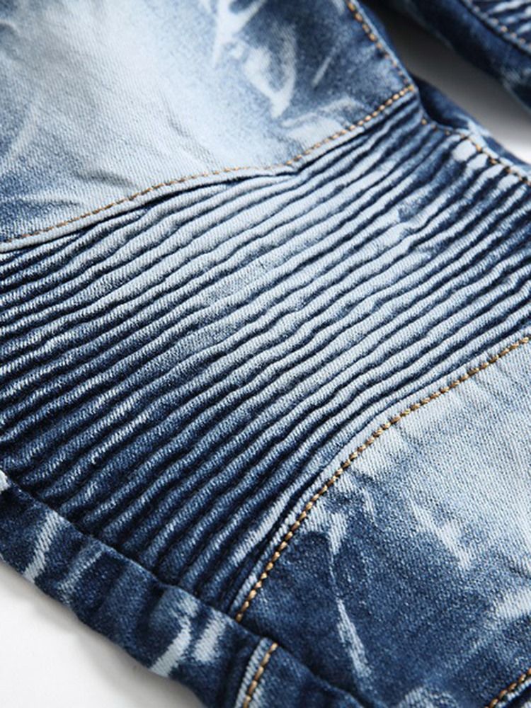Dragkedja Slitna Denim Casual Slim Herrbyxor