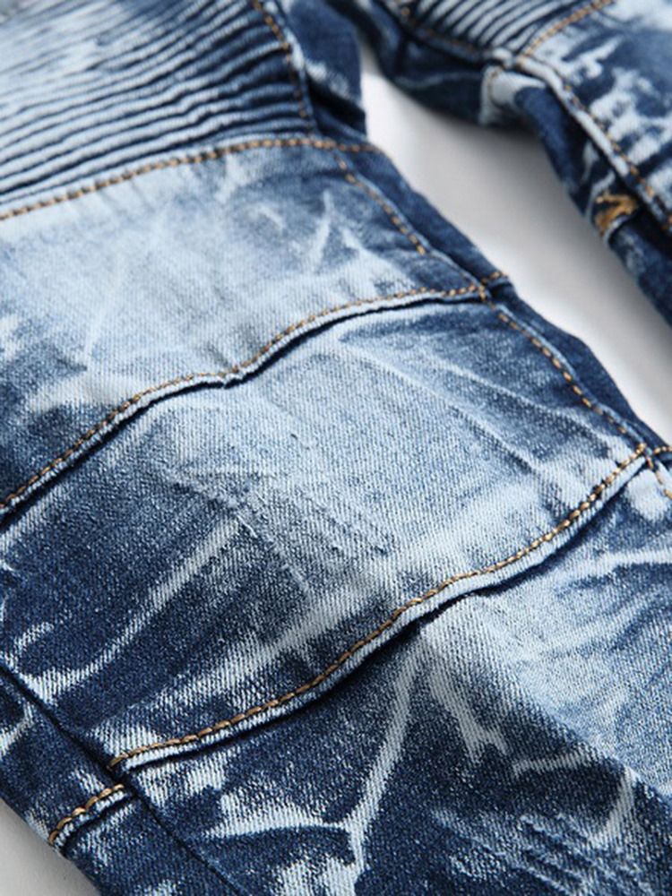 Dragkedja Slitna Denim Casual Slim Herrbyxor