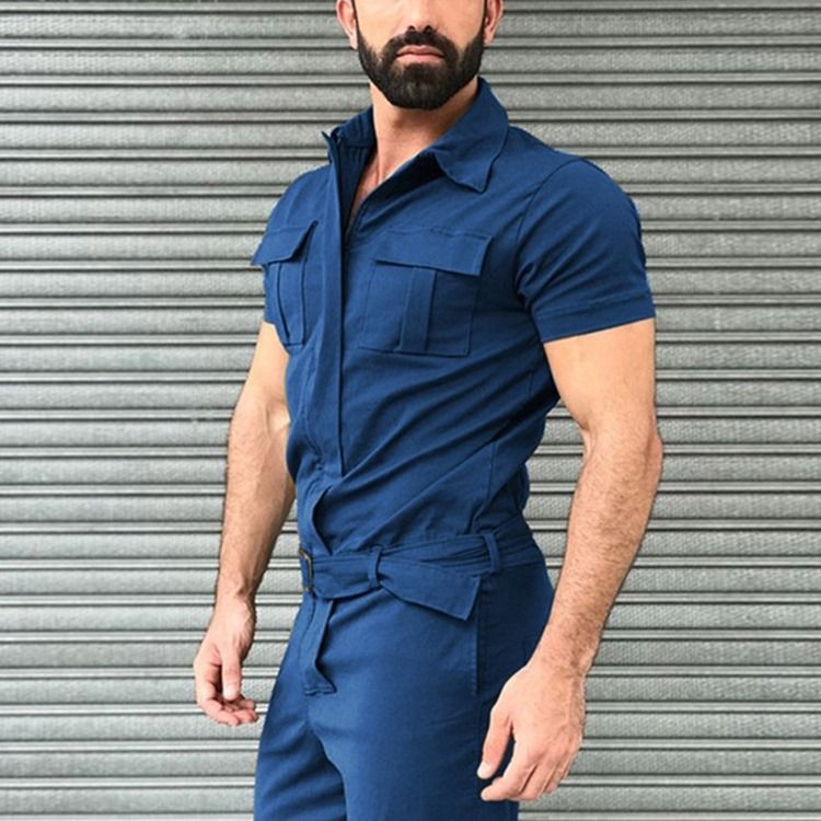 Ficka Full Längd Raka Herr Jumpsuits Overaller