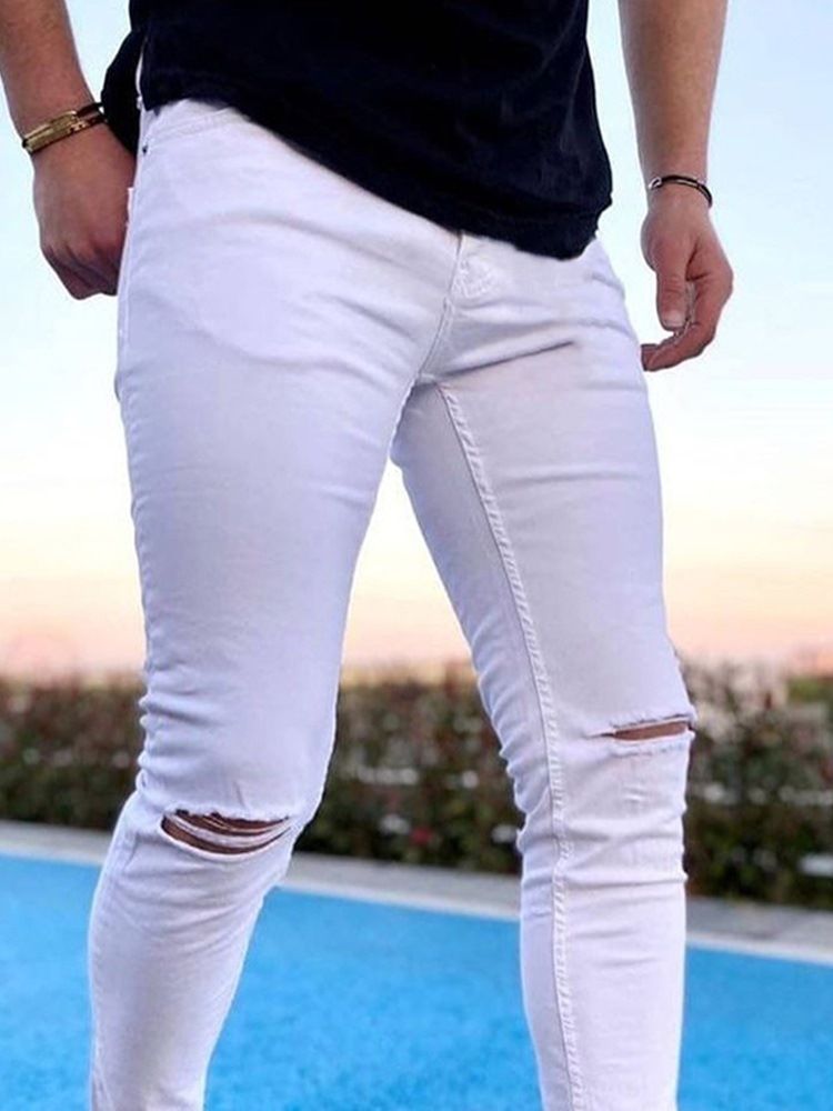Hål Plain Pencil Pants Casual Spring Casual Pants
