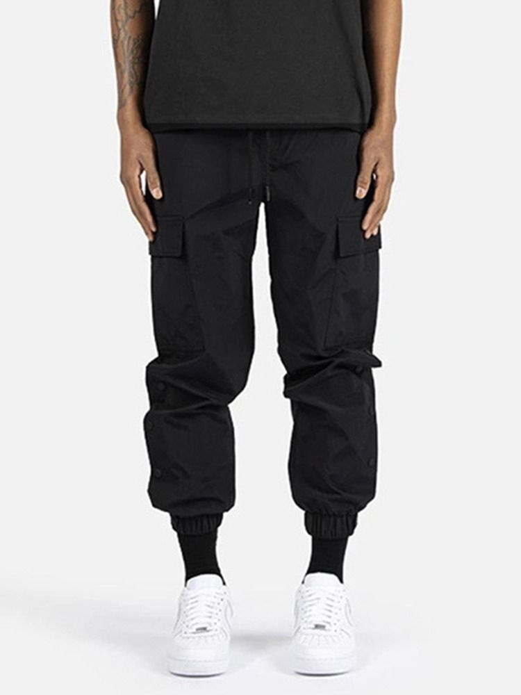 Knapp Enkla Mode Snörning Casual Herrbyxor
