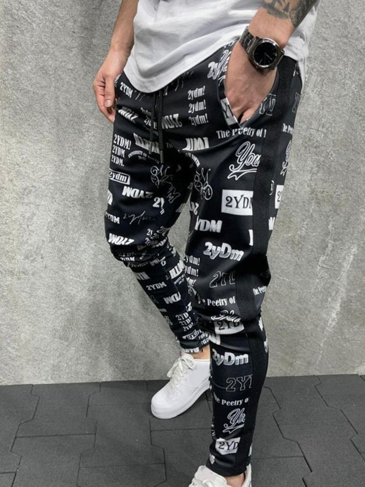 Letter Lace-Up Pencil Byxor Lace-Up Herr Casual Byxor