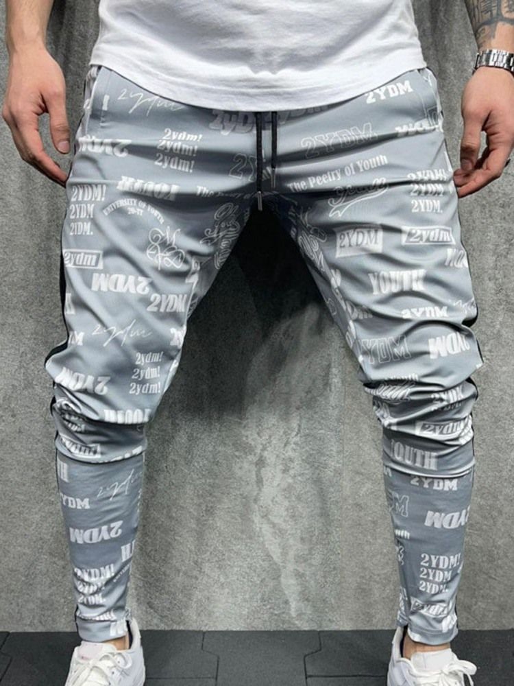 Letter Lace-Up Pencil Byxor Lace-Up Herr Casual Byxor