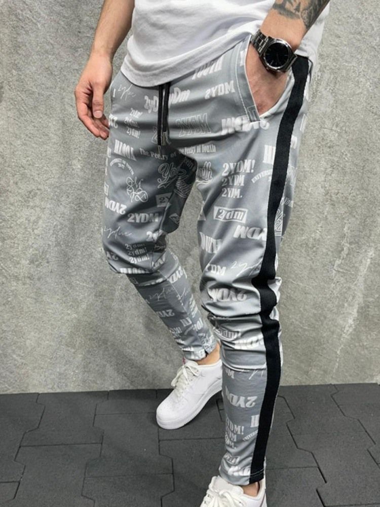 Letter Lace-Up Pencil Byxor Lace-Up Herr Casual Byxor