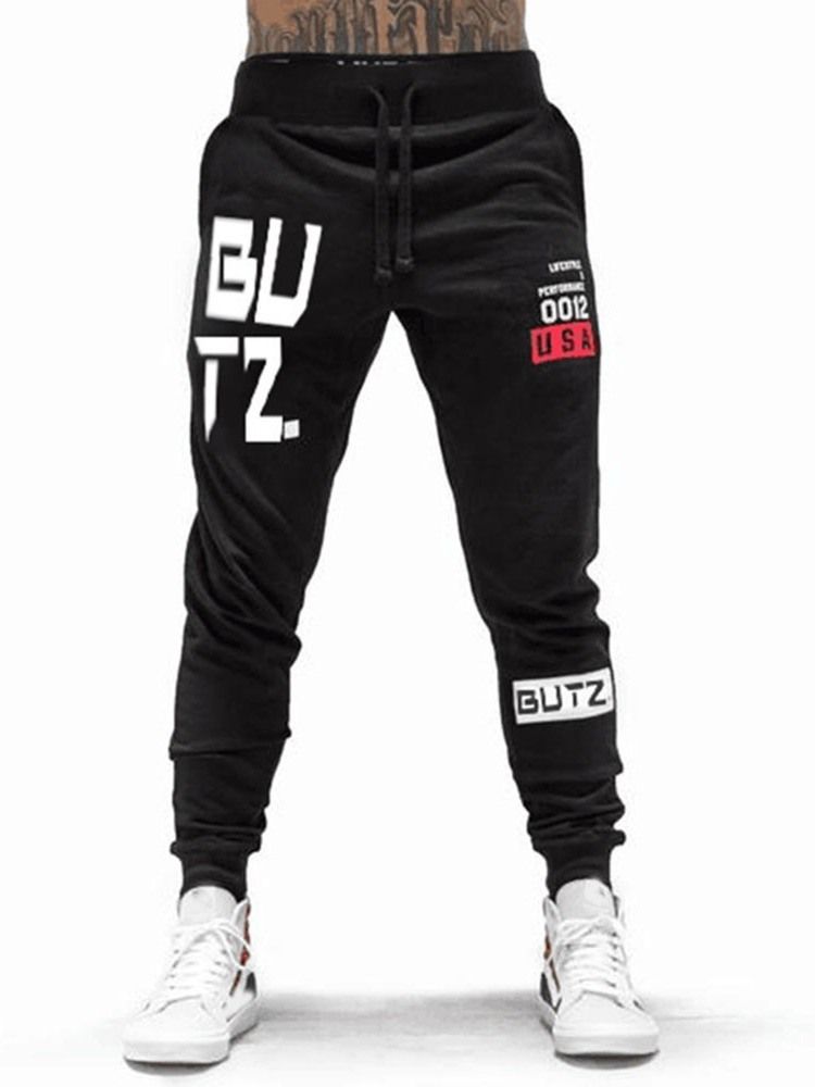 Letter Lace-Up Pencil Byxor Mid Waist Fall Casual Byxor