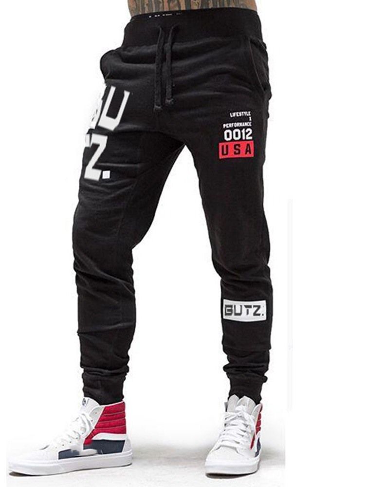Letter Lace-Up Pencil Byxor Mid Waist Fall Casual Byxor