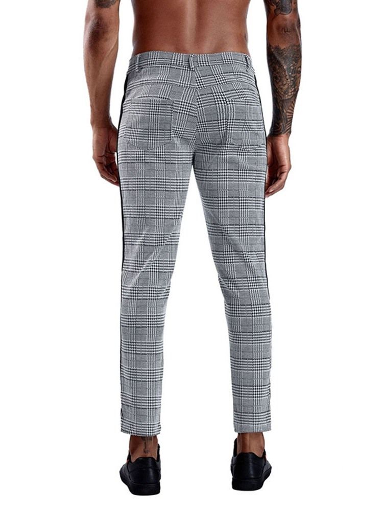 Patchwork Rutig Rak Blazer Byxa För Män