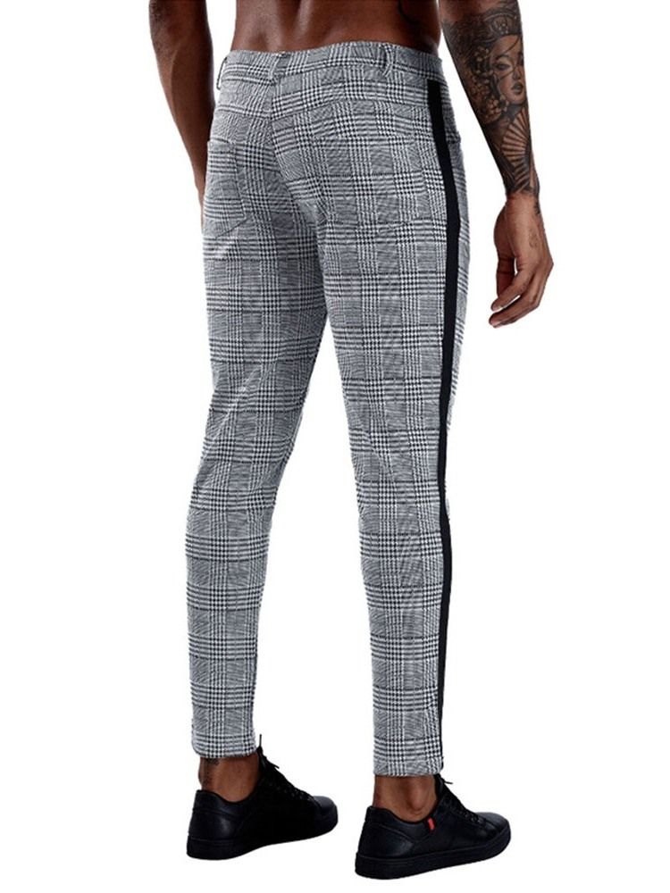 Patchwork Rutig Rak Blazer Byxa För Män