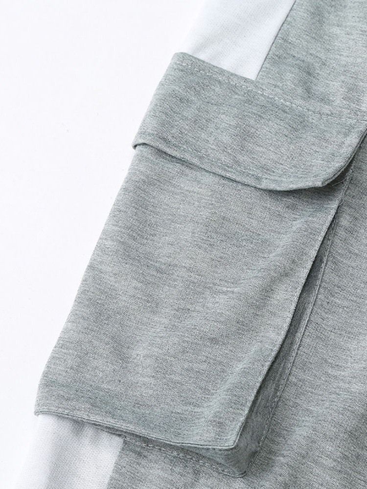 Pencil Byxor Lace-Up Color Block Mid Midja Herr Casual Byxor