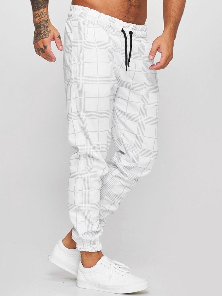 Pencil Byxor Print Pläd Spets-Up Casual Casual Byxor