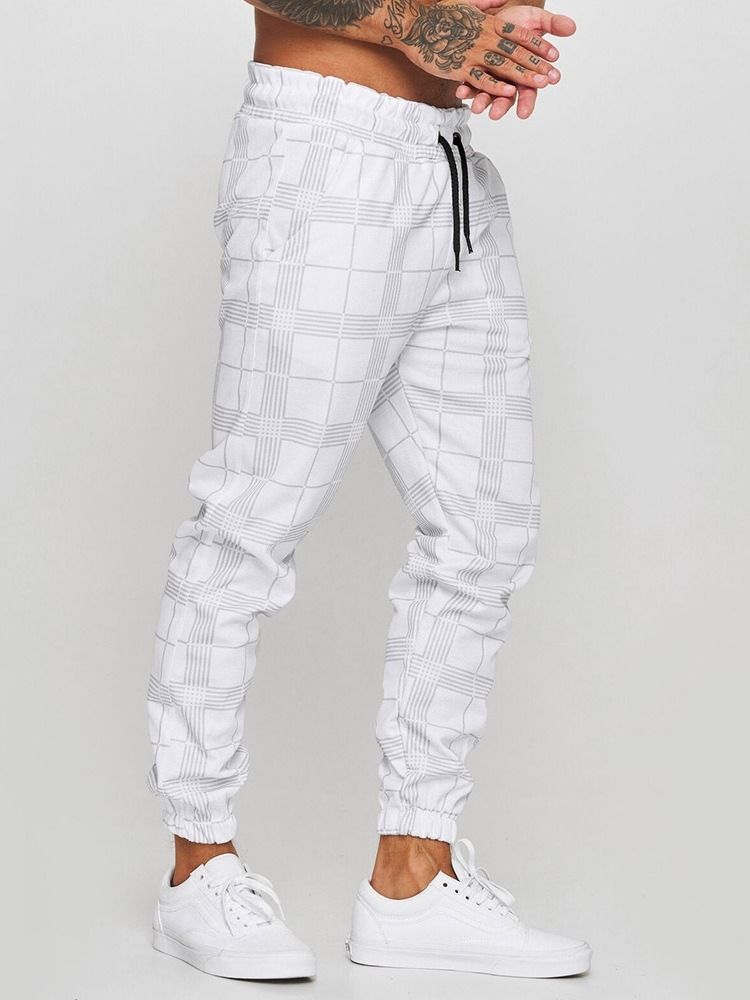 Pencil Byxor Print Pläd Spets-Up Casual Casual Byxor