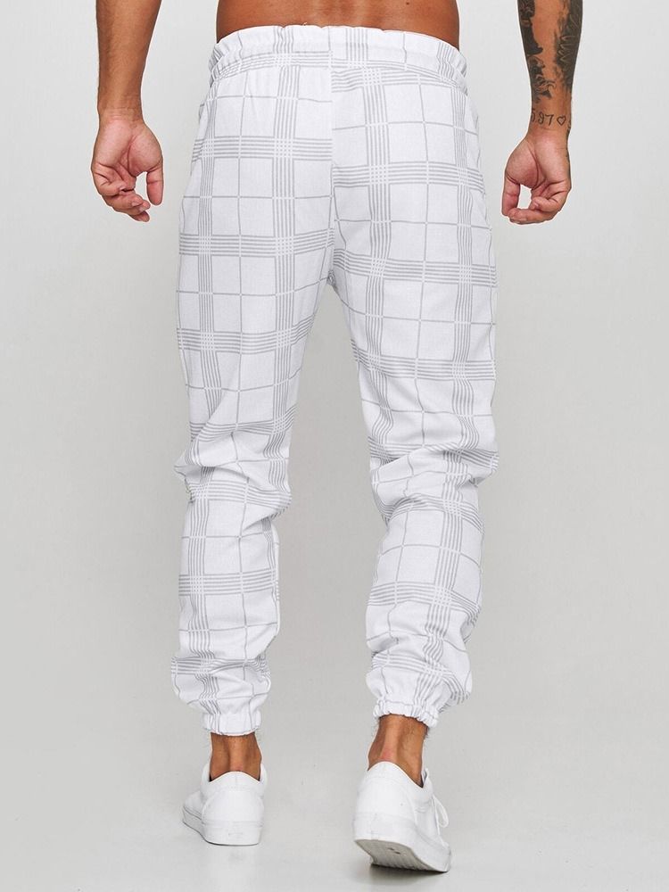 Pencil Byxor Print Pläd Spets-Up Casual Casual Byxor