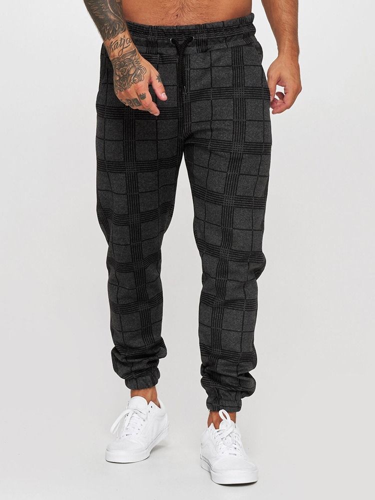 Pencil Byxor Print Pläd Spets-Up Casual Casual Byxor