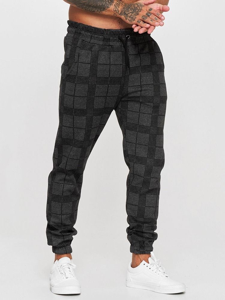Pencil Byxor Print Pläd Spets-Up Casual Casual Byxor