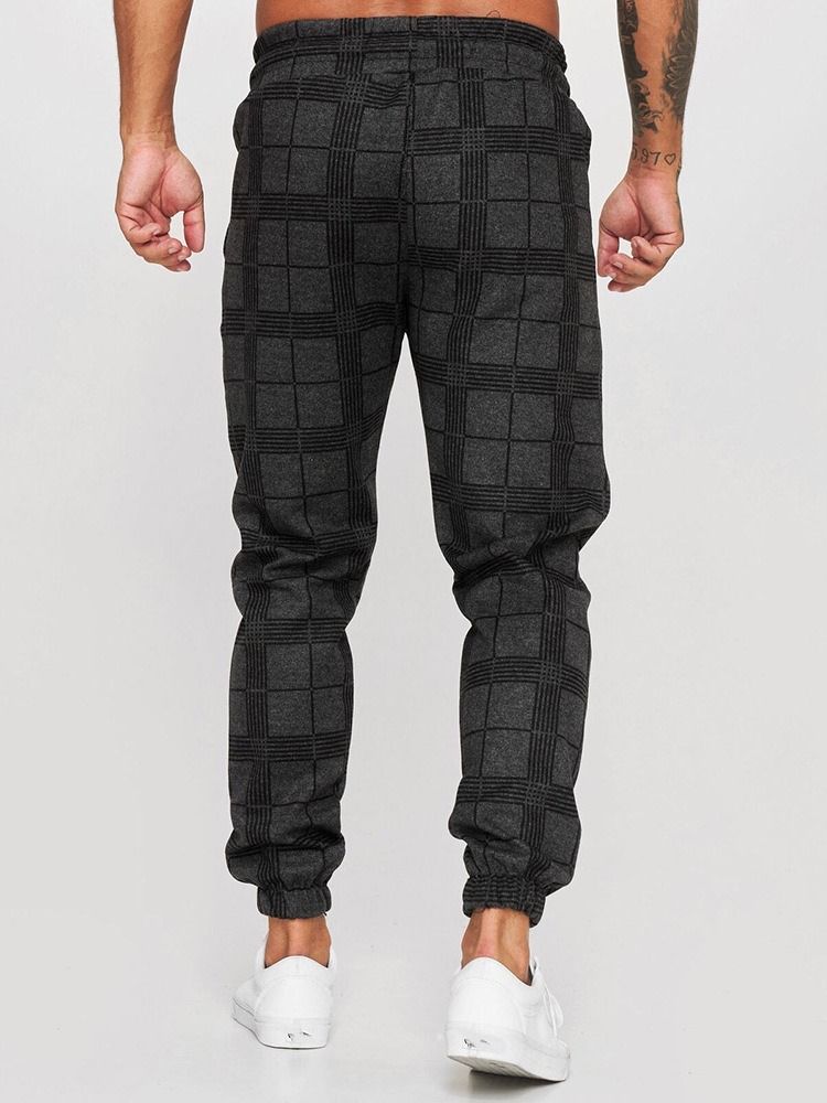 Pencil Byxor Print Pläd Spets-Up Casual Casual Byxor