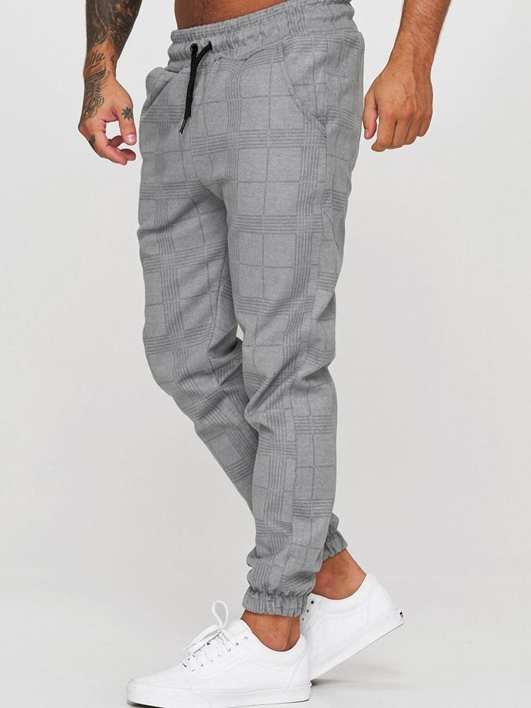 Pencil Byxor Print Pläd Spets-Up Casual Casual Byxor