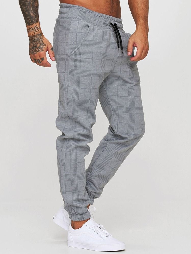 Pencil Byxor Print Pläd Spets-Up Casual Casual Byxor