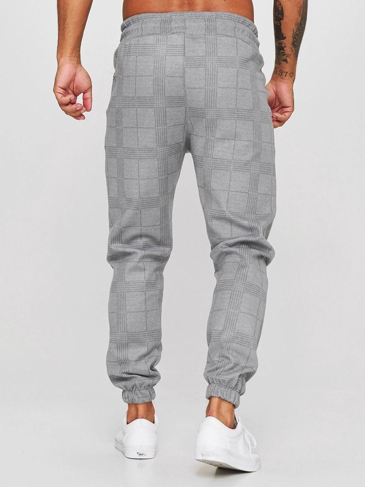 Pencil Byxor Print Pläd Spets-Up Casual Casual Byxor
