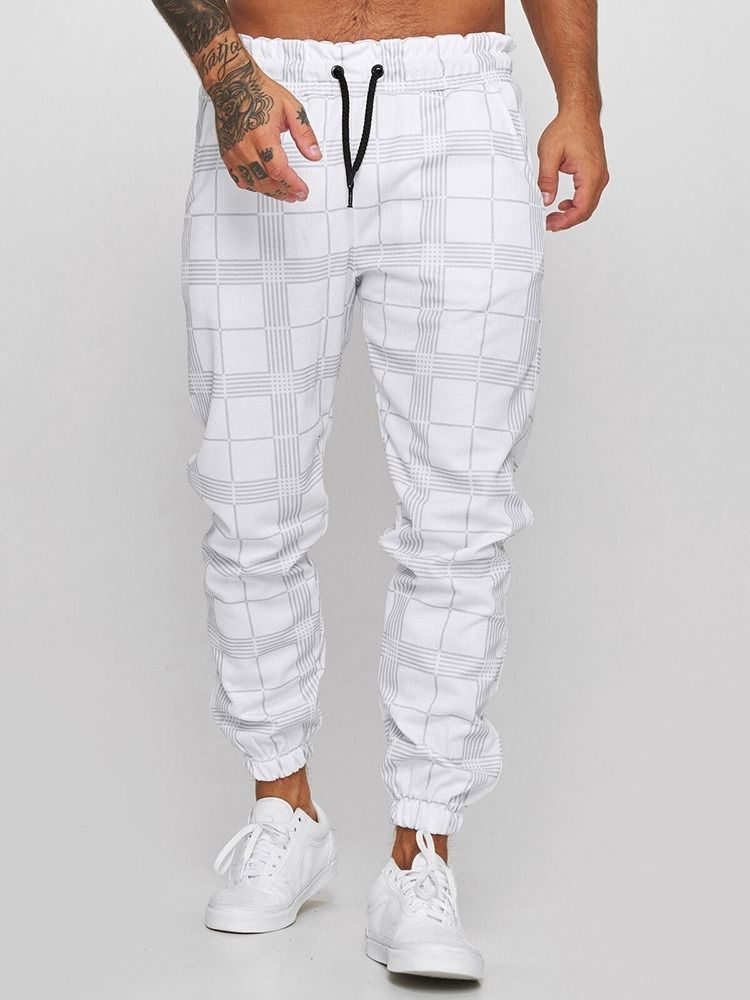 Pencil Byxor Print Pläd Spets-Up Casual Casual Byxor