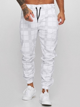 Pencil Byxor Print Pläd Spets-Up Casual Casual Byxor