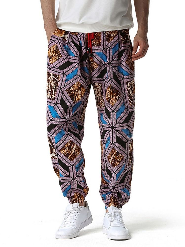 Pencil Pants Geometriska Tunna Spetsbyxor För Män