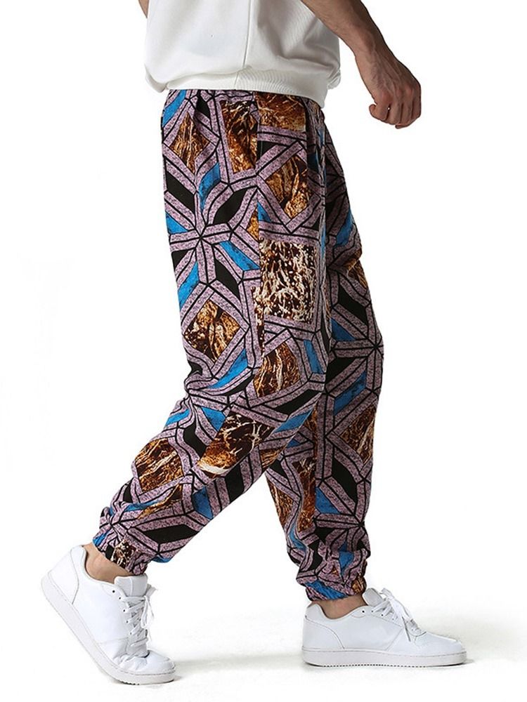 Pencil Pants Geometriska Tunna Spetsbyxor För Män