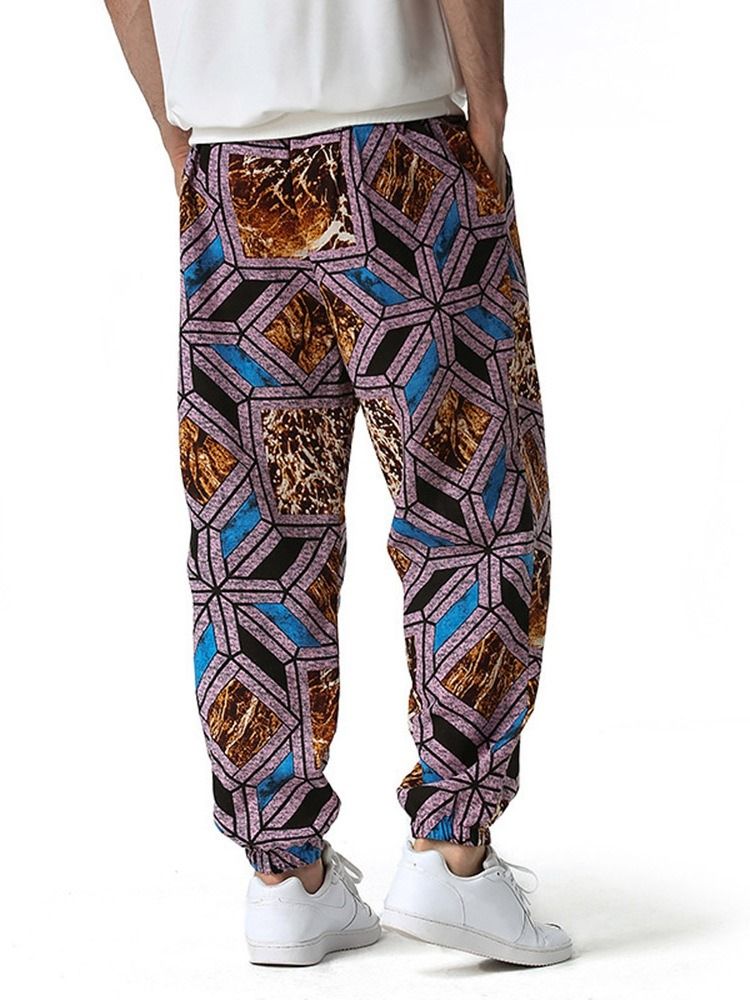 Pencil Pants Geometriska Tunna Spetsbyxor För Män