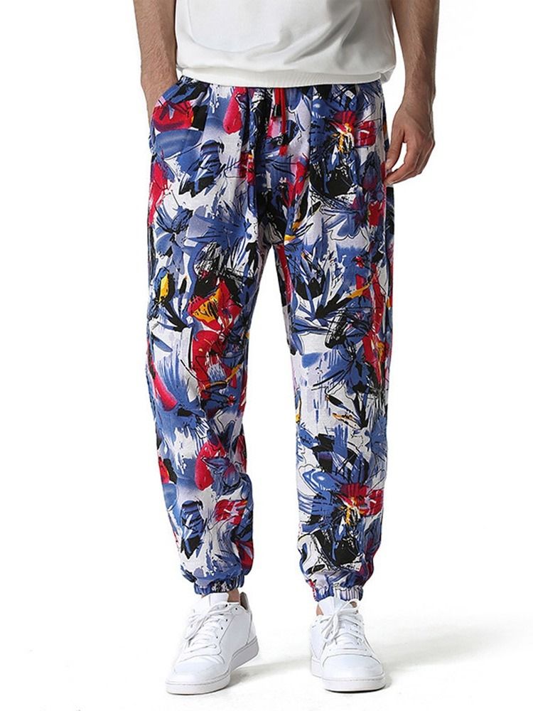 Pencil Pants Geometriska Tunna Spetsbyxor För Män