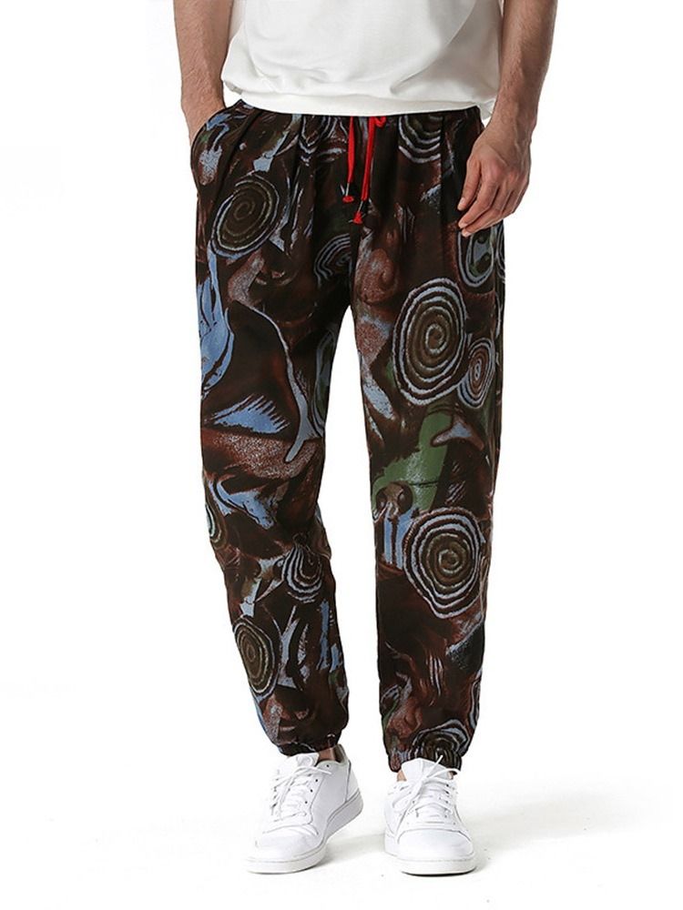Pencil Pants Geometriska Tunna Spetsbyxor För Män