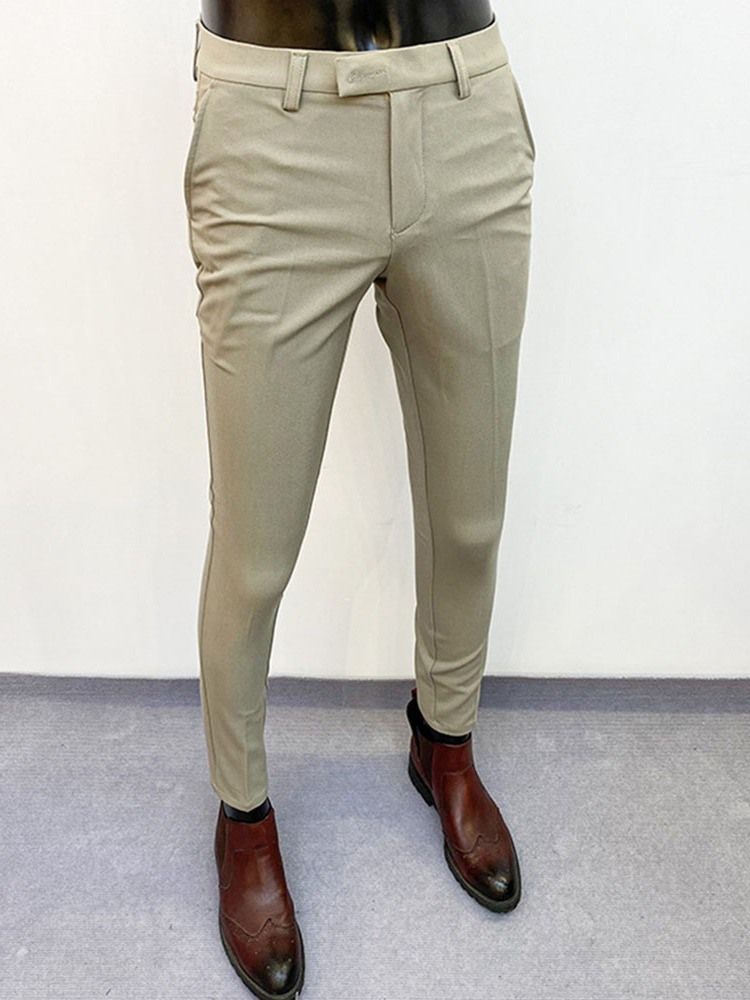Pencil Pants Vanlig Dragkedja Spring Casual Pants