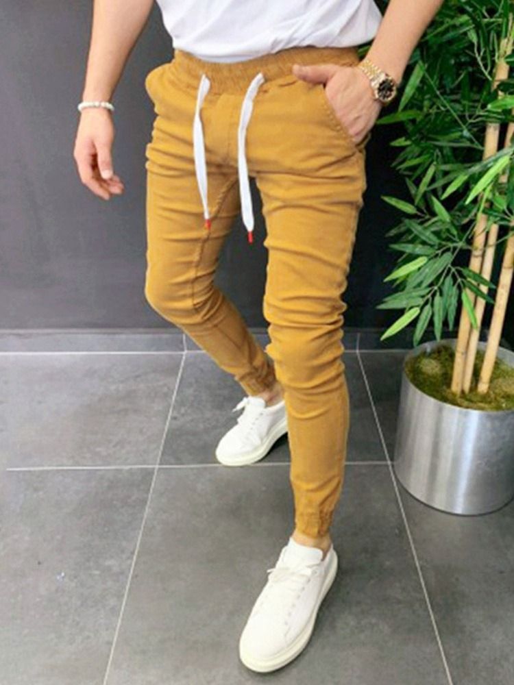 Penna Vanlig Midja Med Snörning För Män Casual Byxor