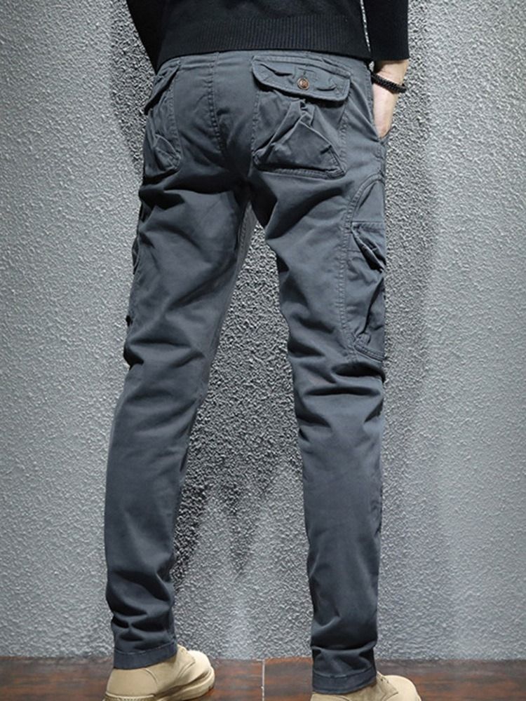 Plain Pocket Four Seasons Fashion Casual Byxor