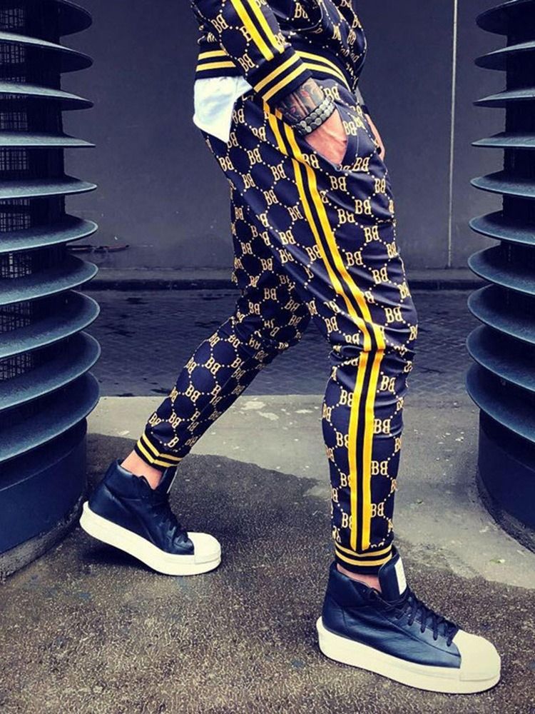 Pocket Color Block Herr Casual Byxor