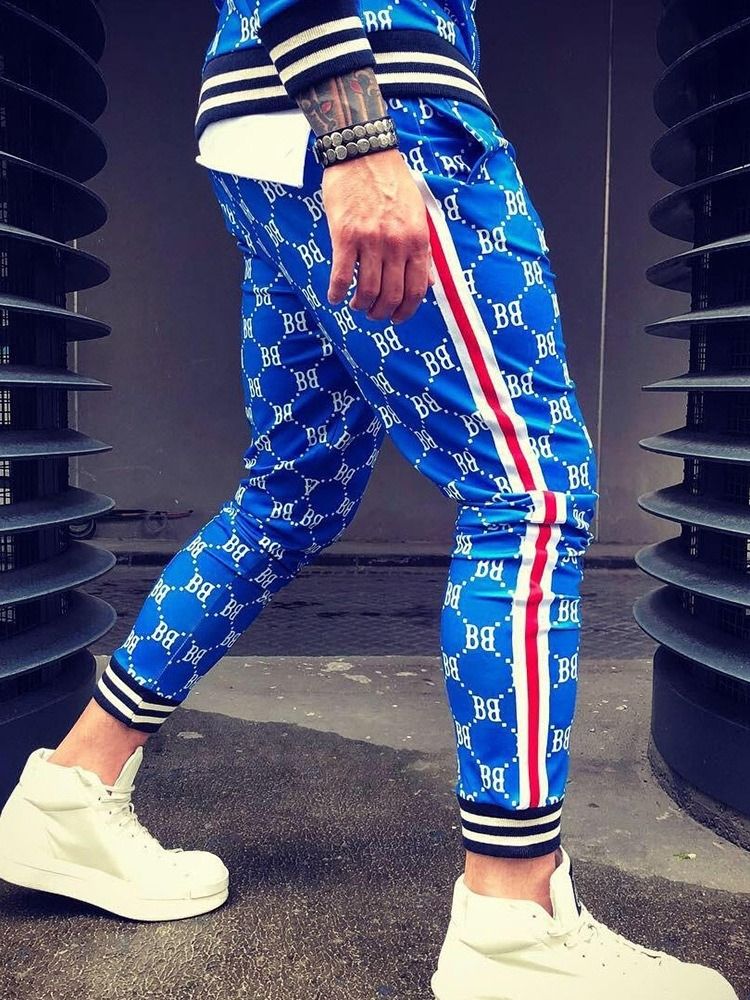 Pocket Color Block Herr Casual Byxor